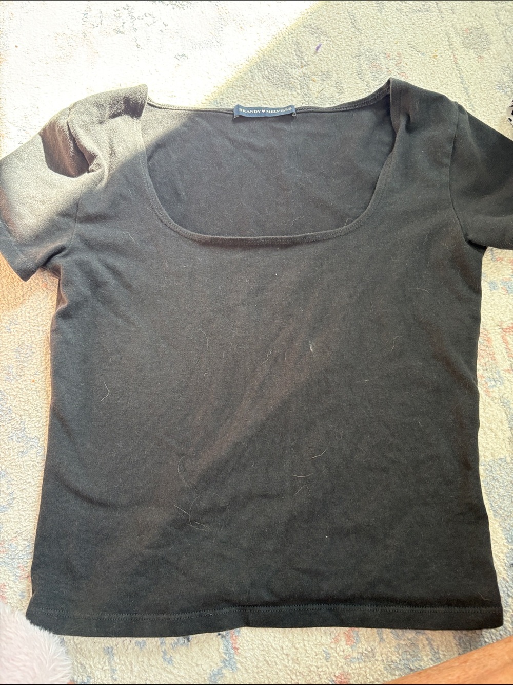 Brandy Melville Black Scoop Neck Short Sleeve Tee size small